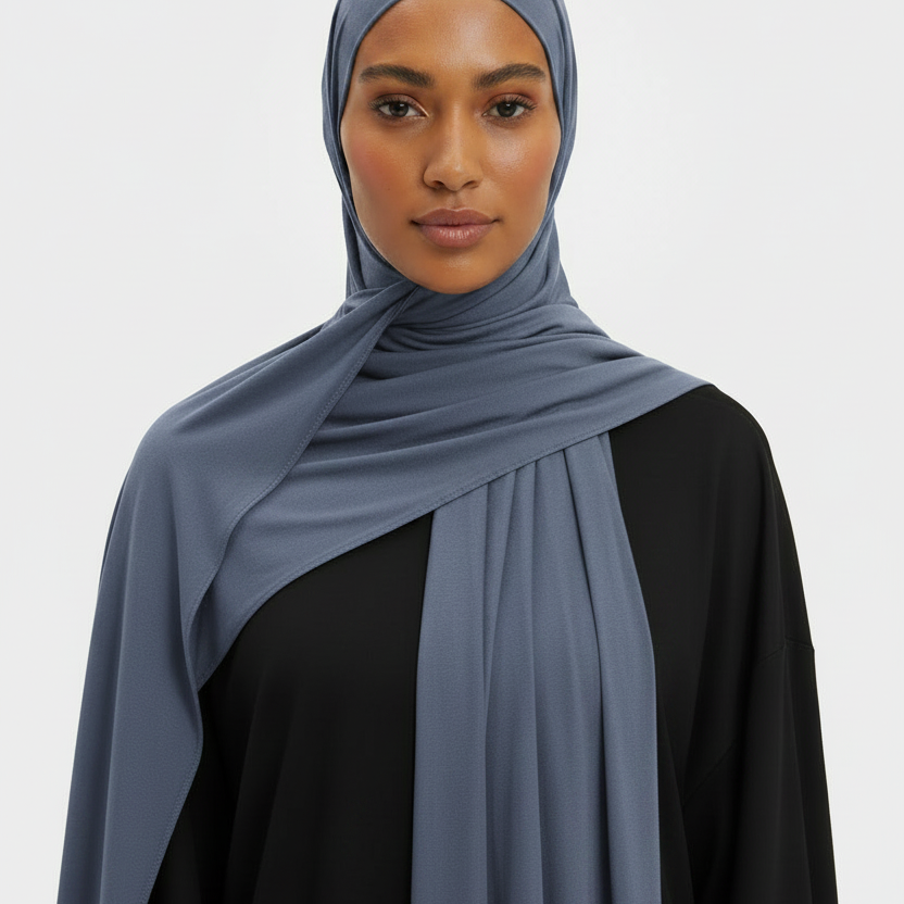 #6F8FAF Steel Blue Scarf - Model