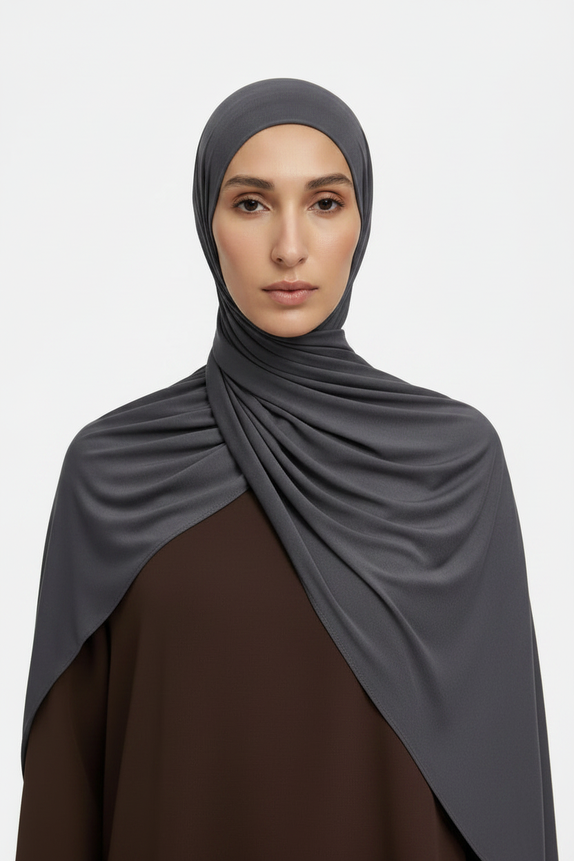Dark Grey Bamboo Jersey Scarf - 2
