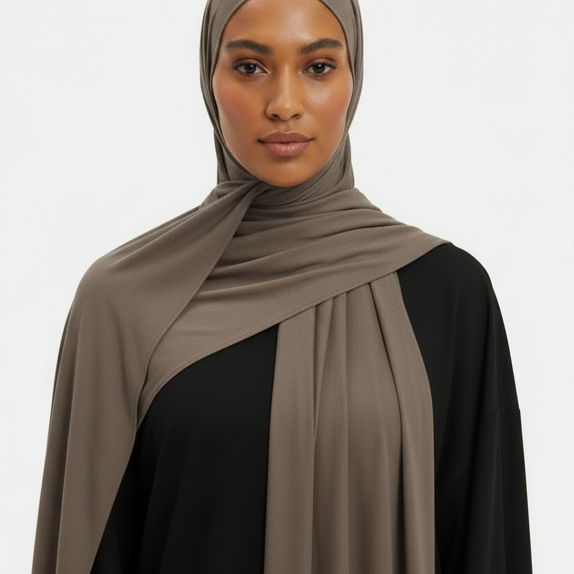 Taupe #7C7269 Scarf - Model