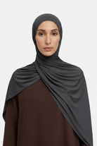 Dark Grey Bamboo Jersey Scarf - 1